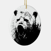 ブラック&ホワイトポップ・アートのアートベア セラミックオーナメント (右)
