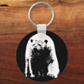 ブラック&ホワイトポップ・アートのアートポーラベア キーホルダー (正面)
