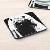 ブラック&ホワイトポップ・アートのアートポーラベア コースター (左側)