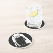 ブラック&ホワイトポップ・アートのアートポーラベア コースター (側面)