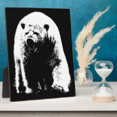 ブラック&ホワイトポップ・アートのアートポーラベア フォトプラーク (側面)