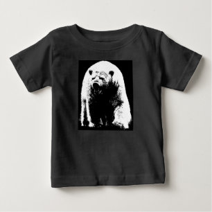 ブラック&ホワイトポップ・アートのアートポーラベア ベビーTシャツ