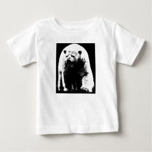 ブラック&ホワイトポップ・アートのアートポーラベア ベビーTシャツ