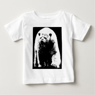 ブラック&ホワイトポップ・アートのアートポーラベア ベビーTシャツ