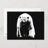 ブラック&ホワイトポップ・アートのアートポーラベア ポストカード (正面/裏面)