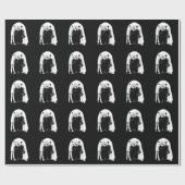 ブラック&ホワイトポップ・アートのアートポーラベア ラッピングペーパー (フラット)