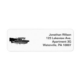 ブラック&ホワイトポンツーンボート差出人住所ラベル ラベル