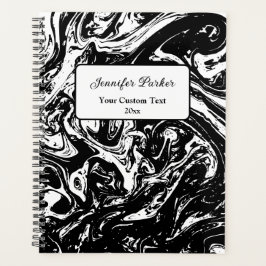 ブラック&ホワイトマーブルスタイルカスタムプランナー プランナー手帳