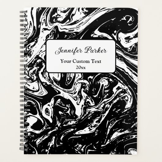 ブラック&ホワイトマーブルスタイルカスタムプランナー プランナー手帳 (正面)