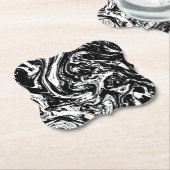 ブラック&ホワイトマーブルスタイル紙コースター ペーパーコースター (アングル)