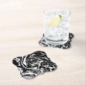 ブラック&ホワイトマーブルスタイル紙コースター ペーパーコースター (インサイチュ)