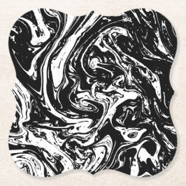 ブラック&ホワイトマーブルスタイル紙コースター ペーパーコースター