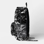 ブラック&ホワイトマーブルスタイル プリントバックパック (右)
