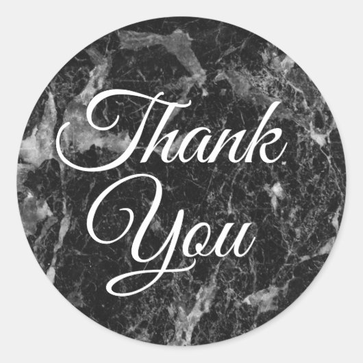 ブラック&ホワイトマーブルモダントレンディービーフトリート ラウンドシール (正面)