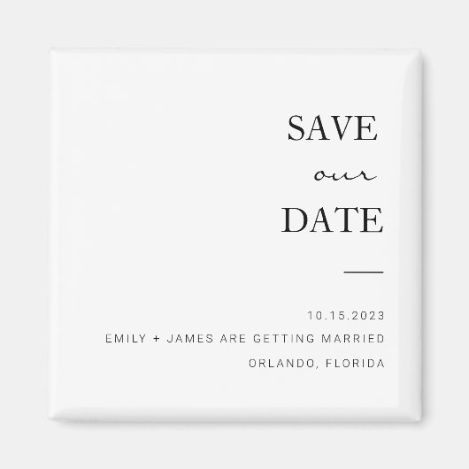 ブラック+ホワイトミニマリスト日付磁石を保存 マグネット (正面)