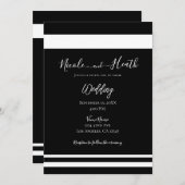 ブラック&ホワイトミニマルシミニマルック結婚ズ 招待状 (正面/裏面)