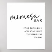 ブラック&ホワイトミニマルブライダルシャワーミモザバー ポスター (正面)
