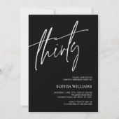 ブラック&ホワイトミニマル30th誕生日招待状 招待状 (正面)