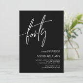 ブラック&ホワイトミニマル40th誕生日招待状 招待状 (スタンド正面)