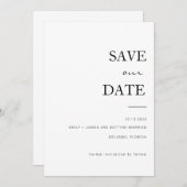 ブラック+ホワイトミニマ救リストのOur Date 招待状 (正面/裏面)