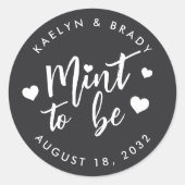 ブラック&ホワイトミントトゥ結婚式の引き出物 ラウンドシール (正面)