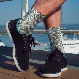 ブラック&ホワイトモイストライプレカッコいいトリップ（幻覚体験）のような抽象芸術 ソックス