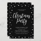 ブラック&ホワイトモダンクリスマスホリデーパーティー 招待状 (正面/裏面)