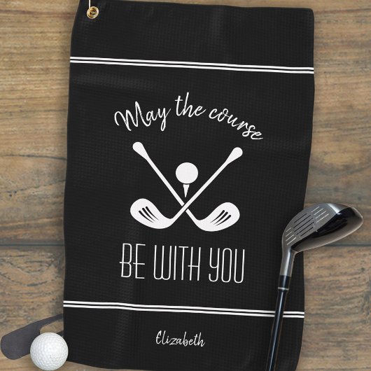 ブラック&ホワイトモダンスポーツプモノグラムのロガー ゴルフタオル