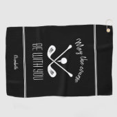 ブラック&ホワイトモダンスポーツプモノグラムのロガー ゴルフタオル (横)