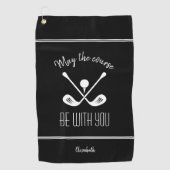 ブラック&ホワイトモダンスポーツプモノグラムのロガー ゴルフタオル (正面)