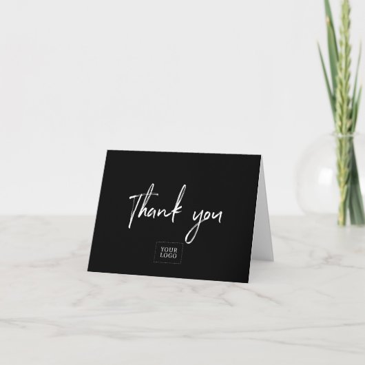 ブラック&ホワイトモダンビジネスThank you Note Card ノートカード (正面)