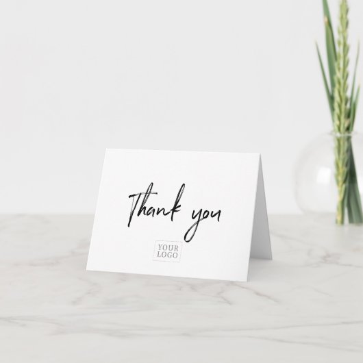 ブラック&ホワイトモダンビジネスThank you Note Card ノートカード (正面)