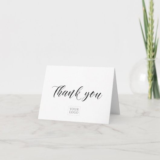 ブラック&ホワイトモダンビジネスThank you Note Card ノートカード (正面)