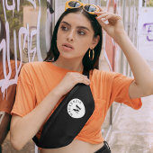 ブラック&ホワイトモノグラム名前をカスタムするウエストクロスボディ ファニーパック