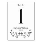 ブラック&ホワイトユーカリプタス結婚クレスト テーブルナンバー (裏面)