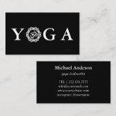 ブラック&ホワイトヨガインストラクターヴィンテージスタイル 名刺 (正面/裏面)