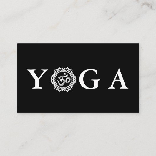 ブラック&ホワイトヨガインストラクターヴィンテージスタイル 名刺 (正面)