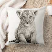 ブラック&ホワイトライオンクブスクエア装飾用クッション クッション (ブランケット)