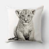 ブラック&ホワイトライオンクブスクエア装飾用クッション クッション (正面)