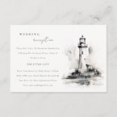 ブラック&ホワイトライトハウスコースタルウェディングレセプション エンクロージャーカード (正面)