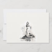 ブラック&ホワイトライトハウススケッチリハーサルディナー 招待状 (裏面)