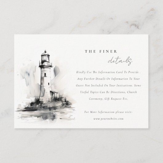 ブラック&ホワイトライトハウス航海のズ結婚詳細 エンクロージャーカード (正面)