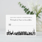 ブラック&ホワイトラスベガススカイラインウェディングRSVPカード 出欠カード (スタンド正面)
