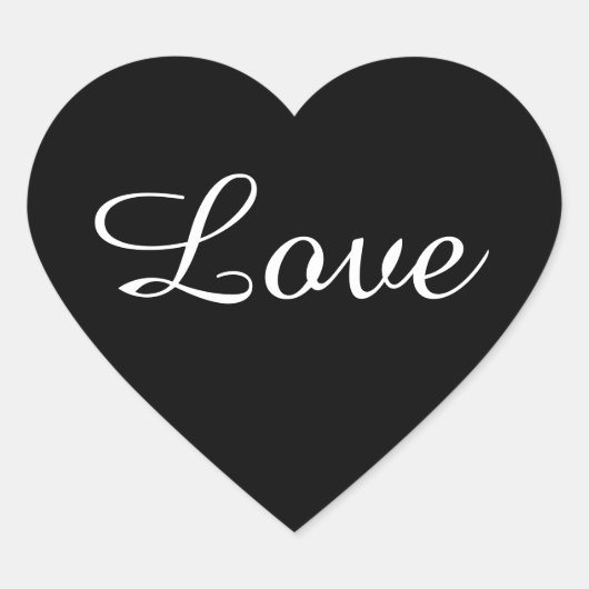 ブラック&ホワイトラブハートステッカー、結婚式の引き出物 ハートシール (正面)