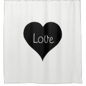 ブラック&ホワイトラブハート文字プリント シャワーカーテン (正面)