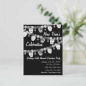 ブラック+ホワイトランタン新年のパーティー 招待状 (スタンド正面)