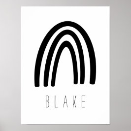 ブラック/ホワイトレインボーネーム子供部屋デコールポスター ポスター