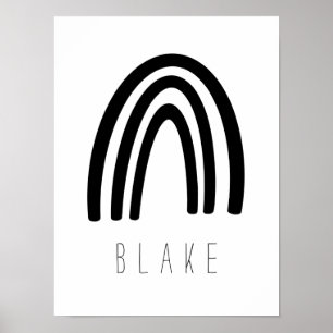 ブラック/ホワイトレインボーネーム子供部屋デコールポスター ポスター