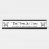 ブラック&ホワイトレインボーバタフライステーションネームプレート デスクネームプレート (正面)