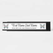 ブラック&ホワイトレインボーバタフライステーションネームプレート デスクネームプレート (正面)